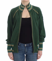 John Galliano Green Mock Zip Cardigan Sweatshirt Sweater Women's Jacket