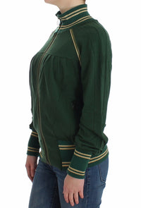 John Galliano Green Mock Zip Cardigan Sweatshirt Sweater Women's Jacket