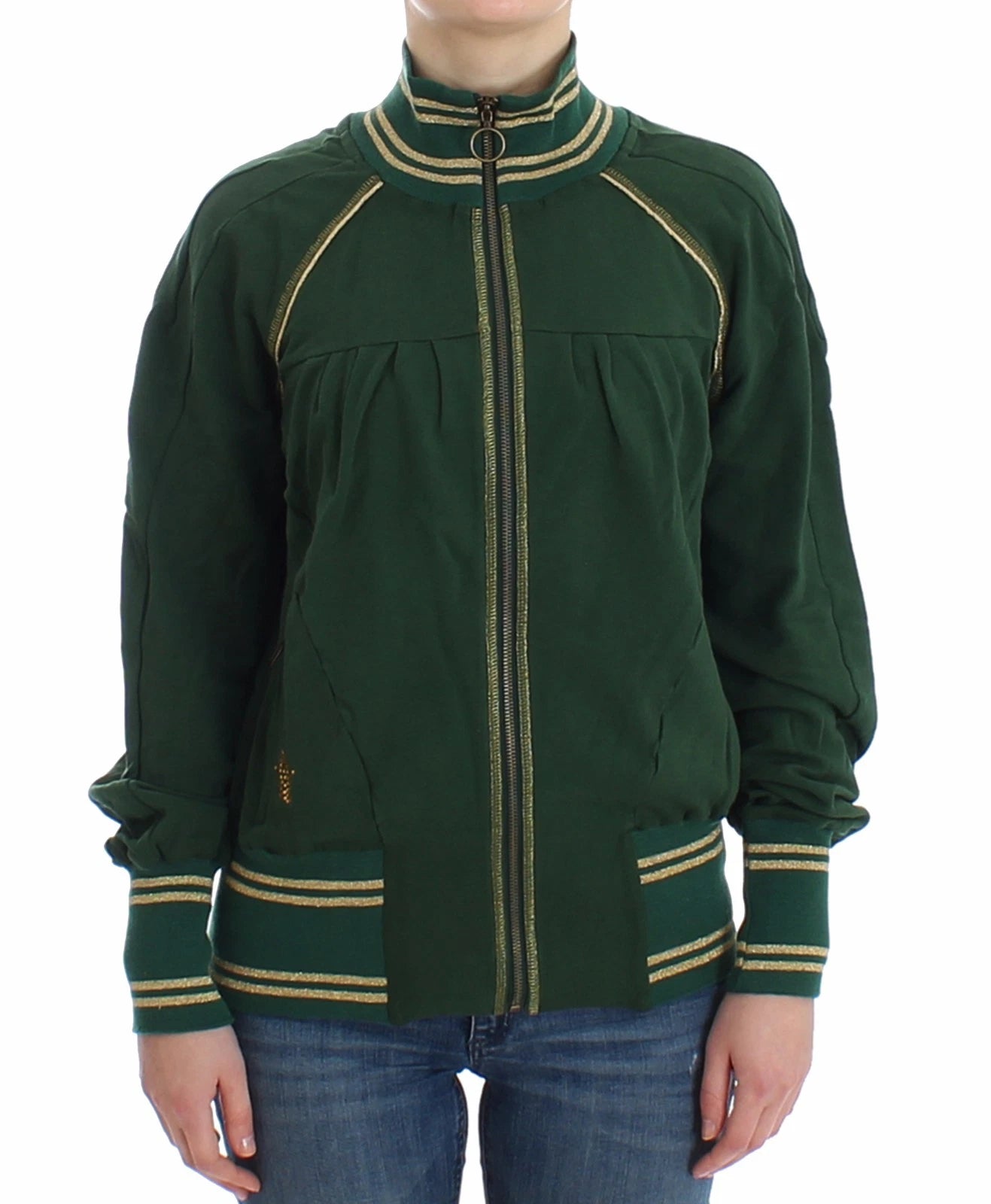 John Galliano Green Mock Zip Cardigan Sweatshirt Sweater Women's Jacket