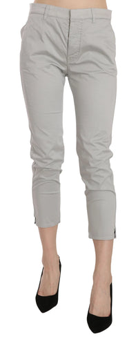 Jucca Cotton Gray High Waist Skinny Cropped Trousers Women's Pants