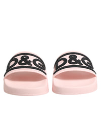 Dolce & Gabbana Dolce & Gabbana Pink Rubber Slides Sandals Beachwear Women's Shoes