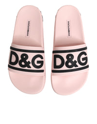 Dolce & Gabbana Dolce & Gabbana Pink Rubber Slides Sandals Beachwear Women's Shoes