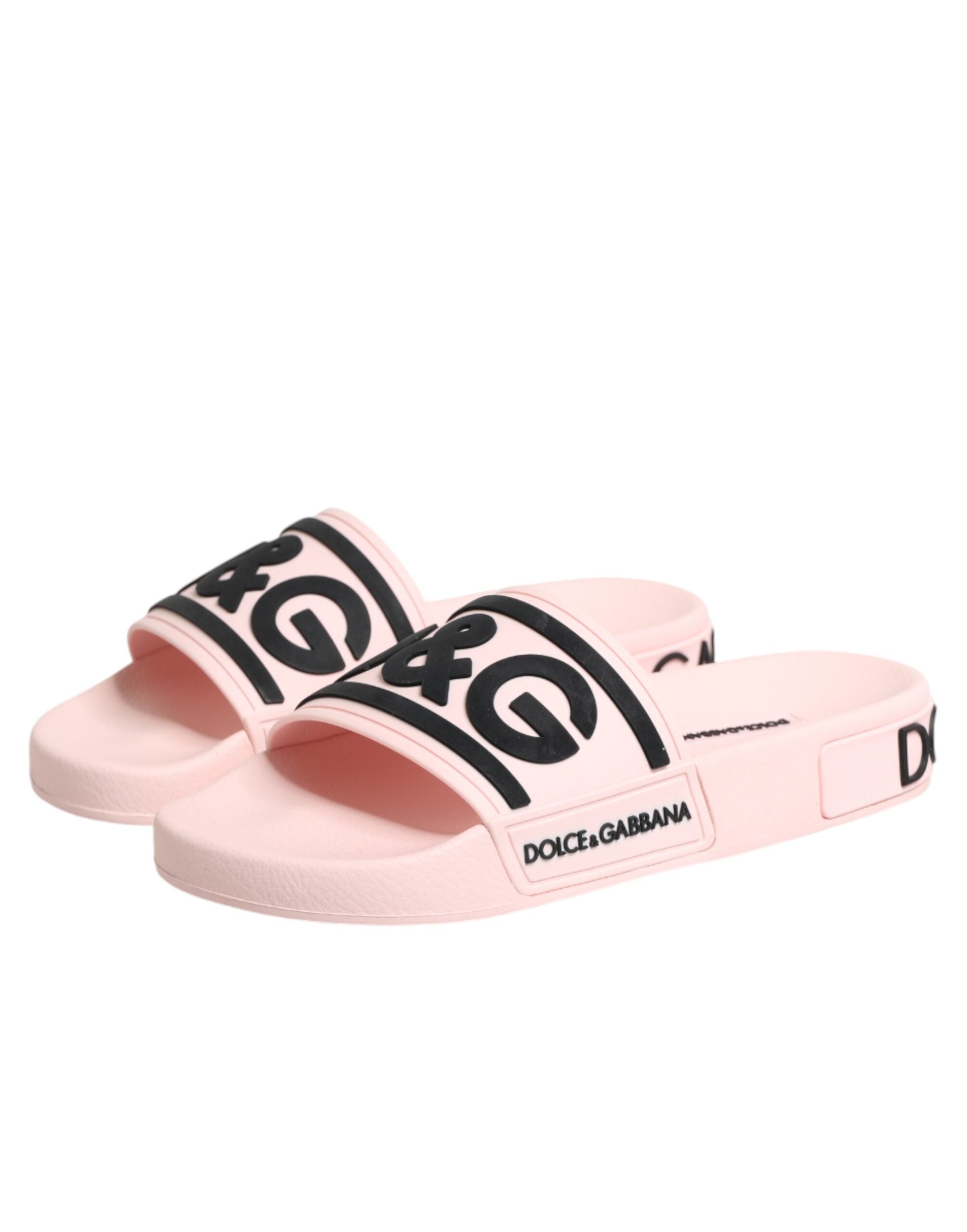 Dolce & Gabbana Dolce & Gabbana Pink Rubber Slides Sandals Beachwear Women's Shoes