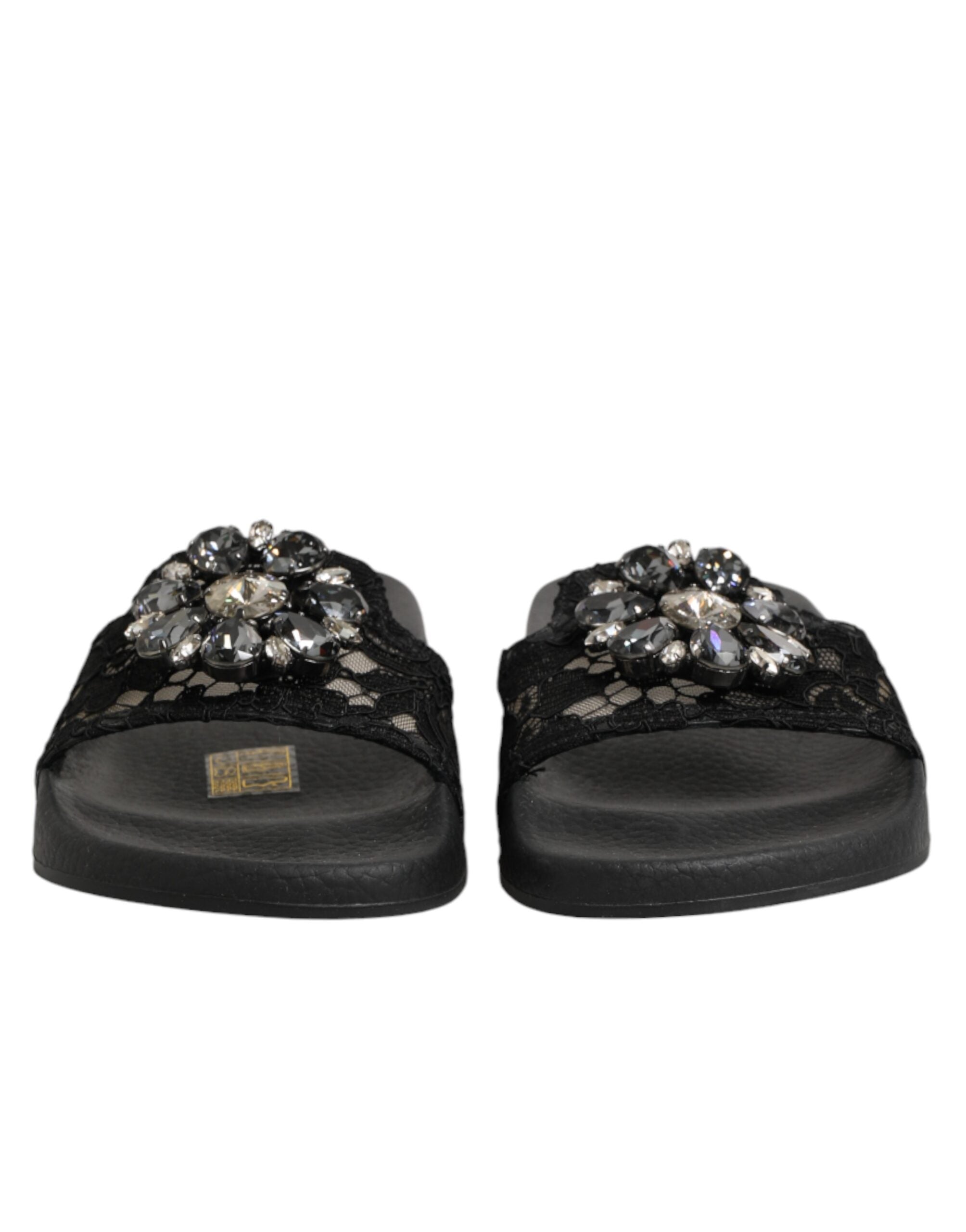 Dolce & Gabbana Dolce & Gabbana Black Devotion Matelassé Leather Slides Women's Shoes