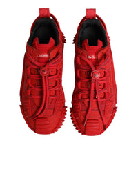 Dolce & Gabbana Red Logo Lace Low Top NS1 Sneakers Women's Shoes