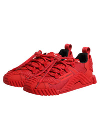 Dolce & Gabbana Red Logo Lace Low Top NS1 Sneakers Women's Shoes