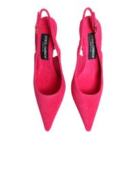 Dolce & Gabbana Pink Suede High Heels Slingback Women's Shoes