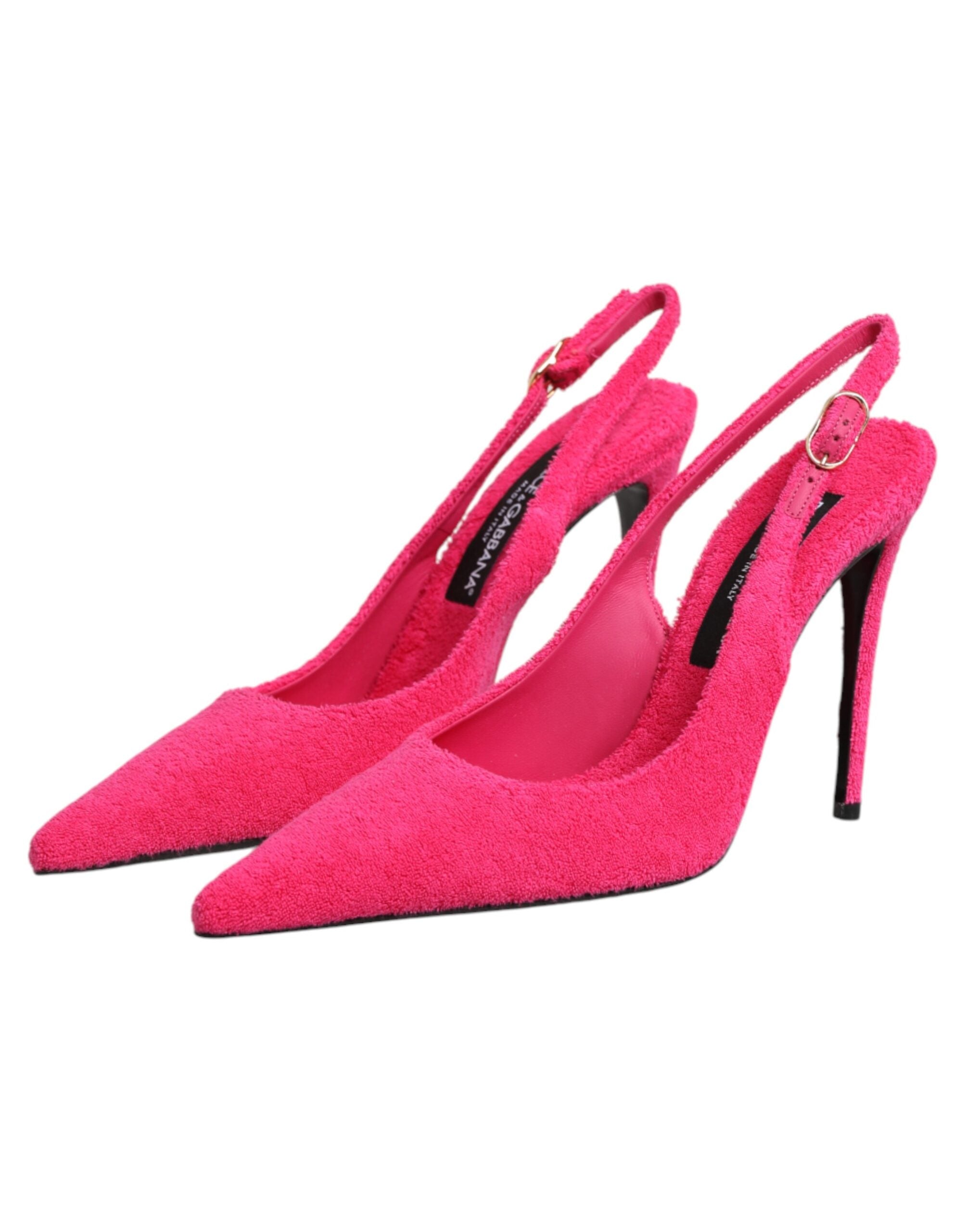 Dolce & Gabbana Pink Suede High Heels Slingback Women's Shoes