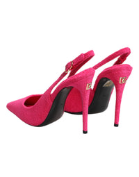 Dolce & Gabbana Pink Suede High Heels Slingback Women's Shoes