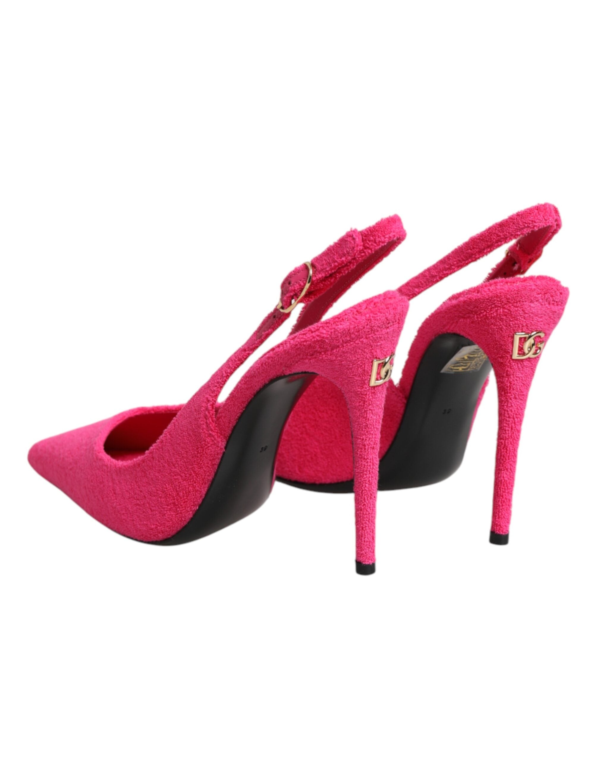 Dolce & Gabbana Pink Suede High Heels Slingback Women's Shoes