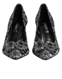 Dolce & Gabbana Silver Lace DG Amore Heels Pumps Women's Shoes