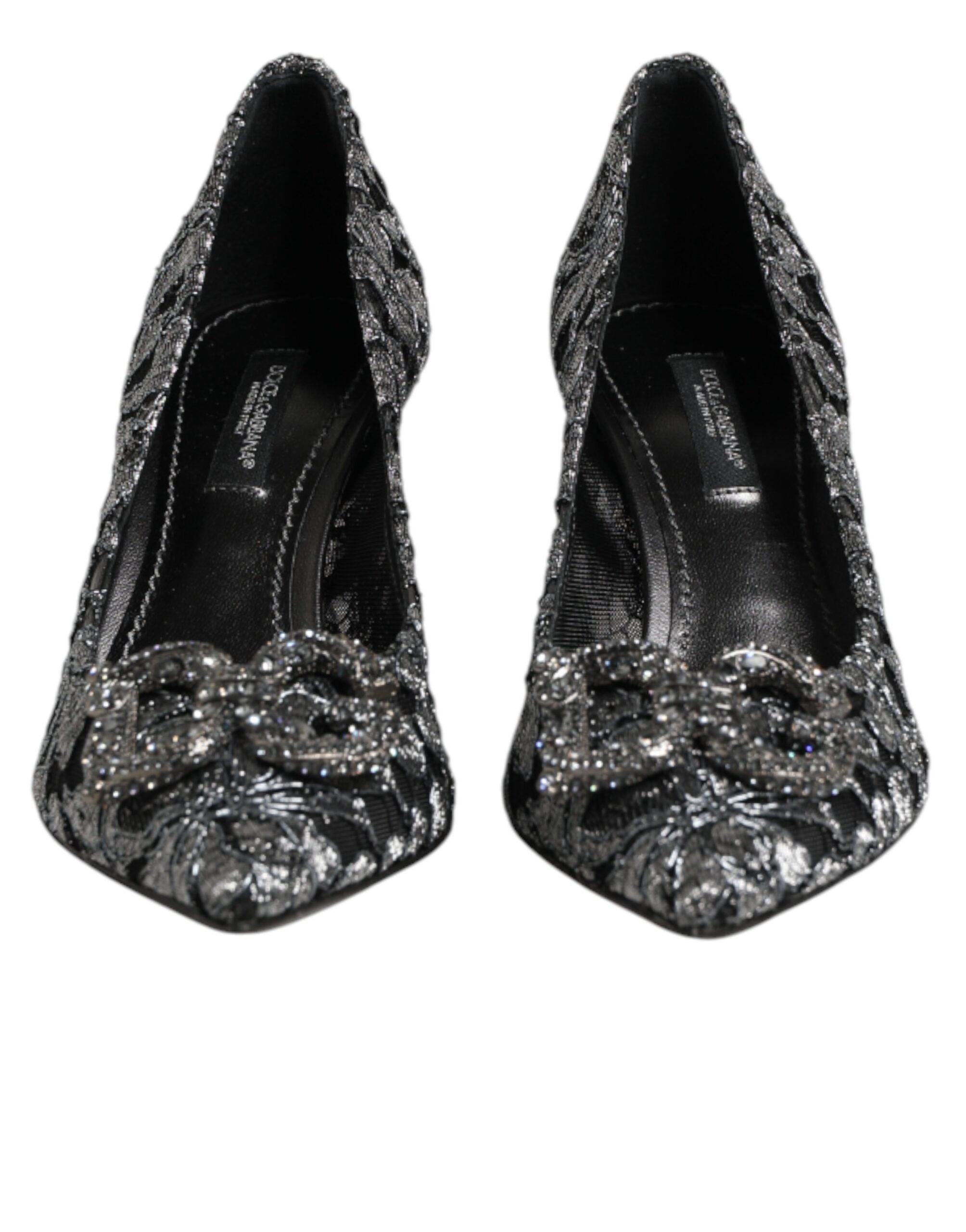 Dolce & Gabbana Silver Lace DG Amore Heels Pumps Women's Shoes