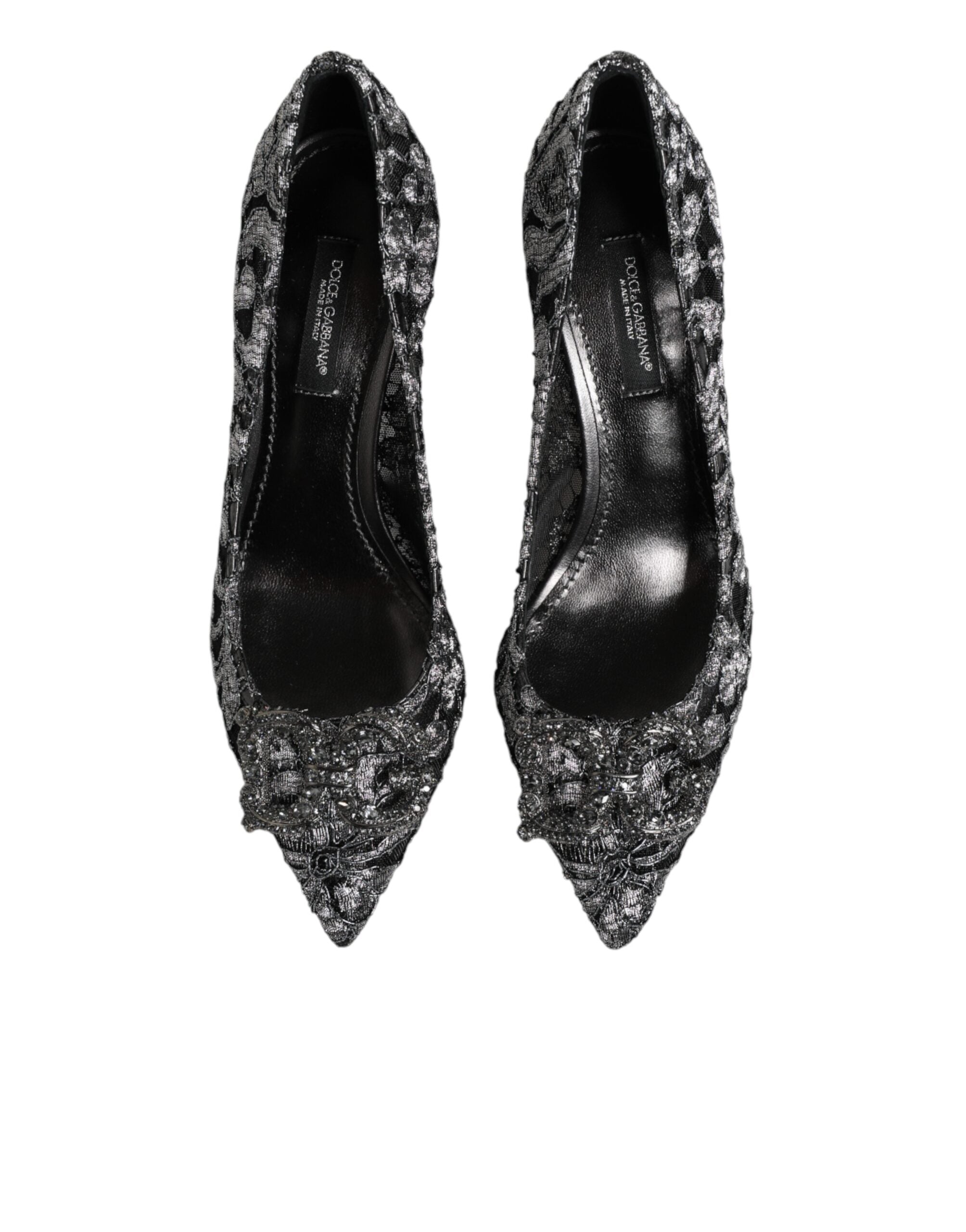 Dolce & Gabbana Silver Lace DG Amore Heels Pumps Women's Shoes