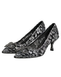Dolce & Gabbana Silver Lace DG Amore Heels Pumps Women's Shoes