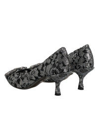 Dolce & Gabbana Silver Lace DG Amore Heels Pumps Women's Shoes