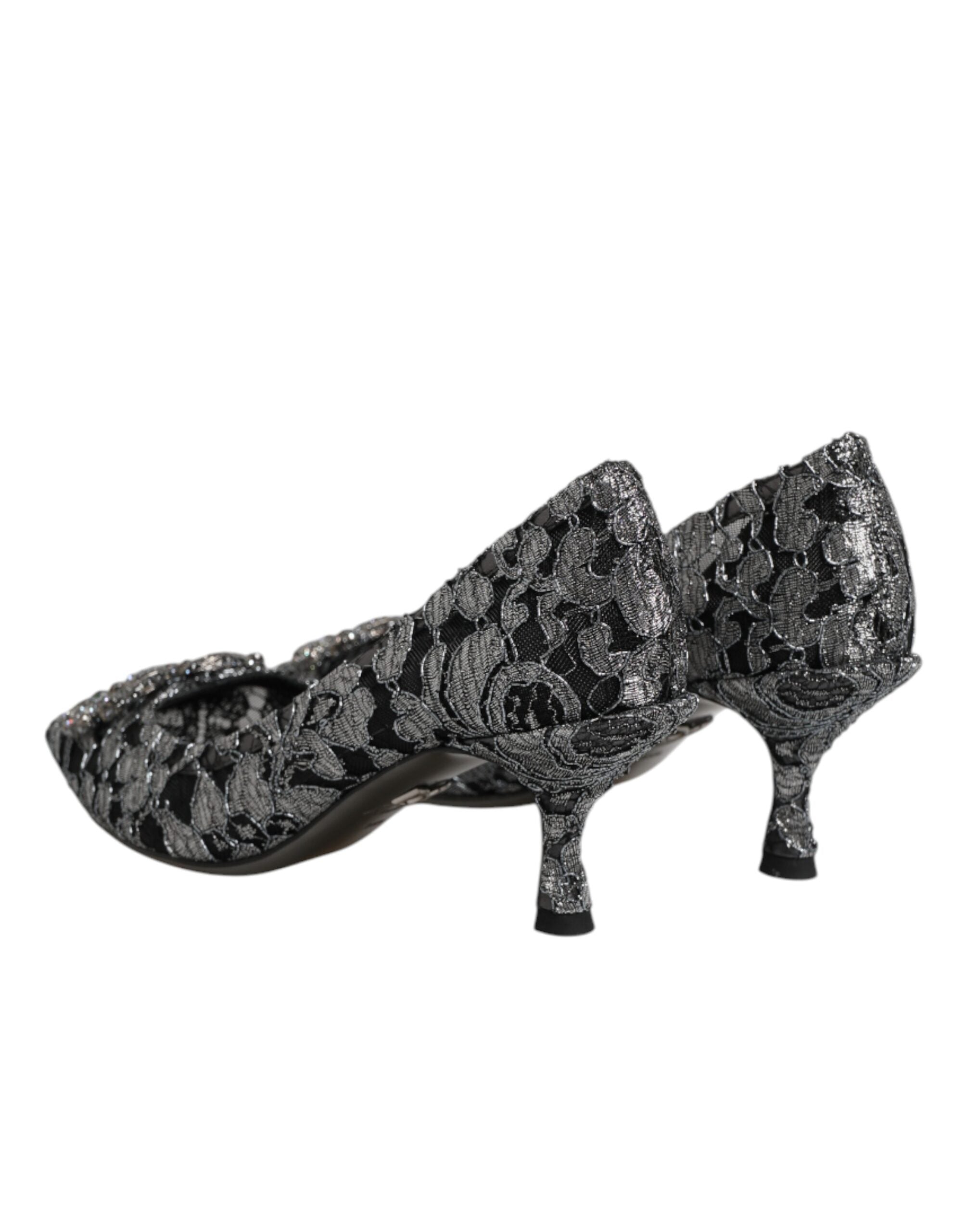 Dolce & Gabbana Silver Lace DG Amore Heels Pumps Women's Shoes