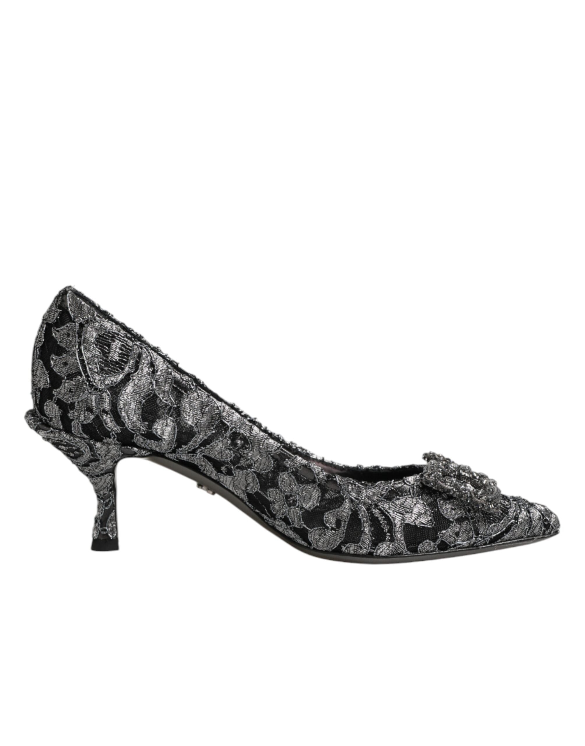 Dolce & Gabbana Silver Lace DG Amore Heels Pumps Women's Shoes