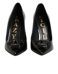 Dolce & Gabbana Black Bag Embellished Heels Pumps Women's Shoes