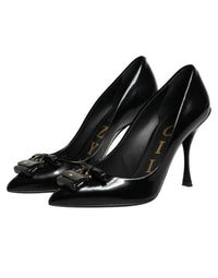 Dolce & Gabbana Black Bag Embellished Heels Pumps Women's Shoes