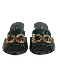 Dolce & Gabbana Dolce & Gabbana Green DG Amore Heel Slides Sandals Women's Shoes