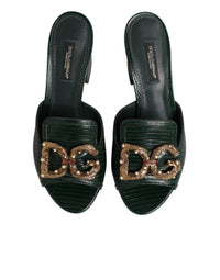 Dolce & Gabbana Dolce & Gabbana Green DG Amore Heel Slides Sandals Women's Shoes