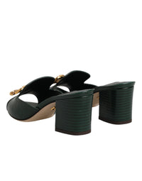 Dolce & Gabbana Dolce & Gabbana Green DG Amore Heel Slides Sandals Women's Shoes