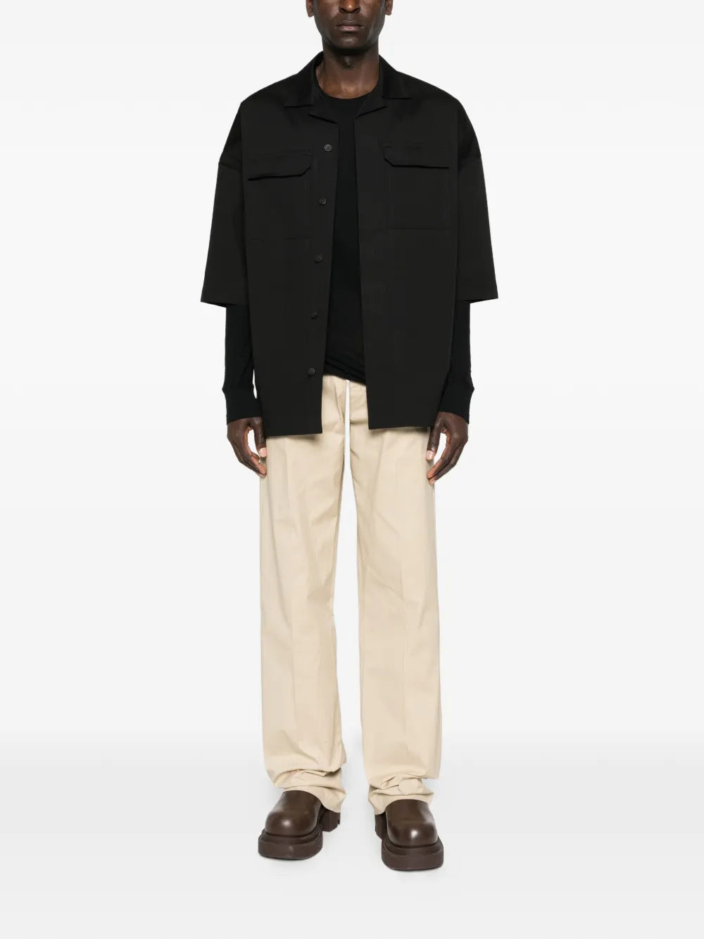 RICK OWENS Rick Owens Men Shirt With Flap Pocket And Camp Collar