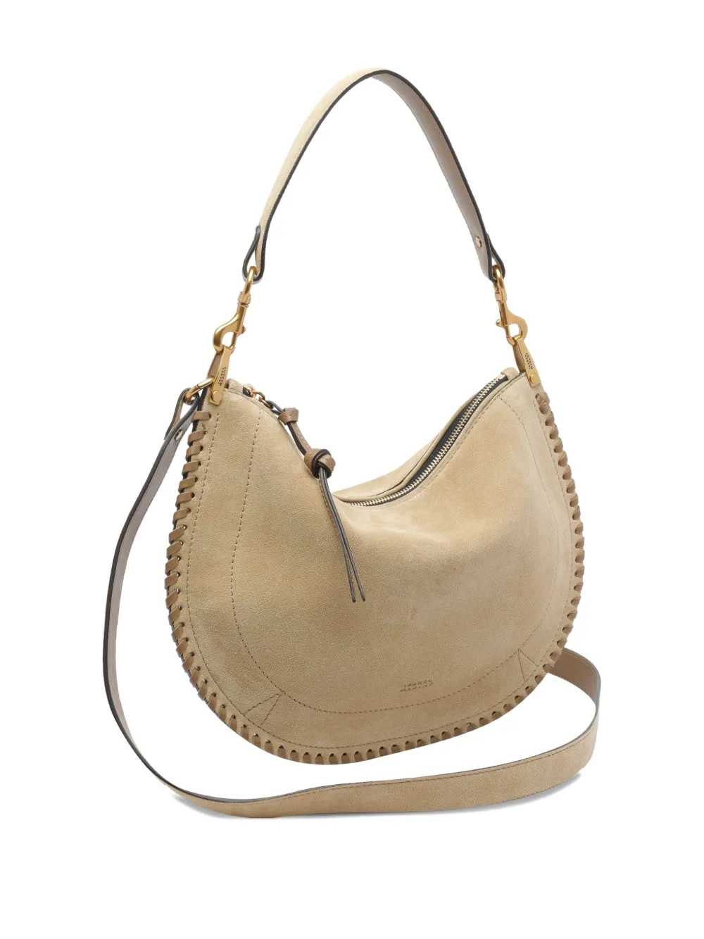 Marant Women Oskan Shoulder Bag In Soft Suede With Zip Closure.