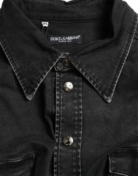 Dolce & Gabbana Black Cotton Long Sleeve Denim Casual Women's Shirt