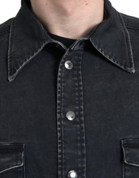 Dolce & Gabbana Black Cotton Long Sleeve Denim Casual Women's Shirt