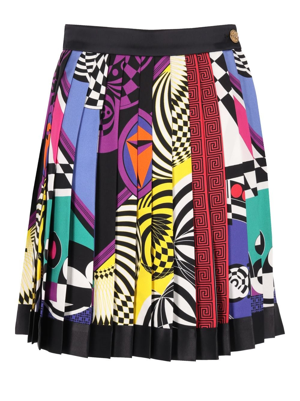 Versace Women Printed Silk Twill Pleated Miniskirt