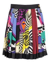 Versace Women Printed Silk Twill Pleated Miniskirt