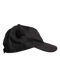 Dolce & Gabbana Black Cotton Logo Patch 6 Panels Baseball Cap Men's Hat