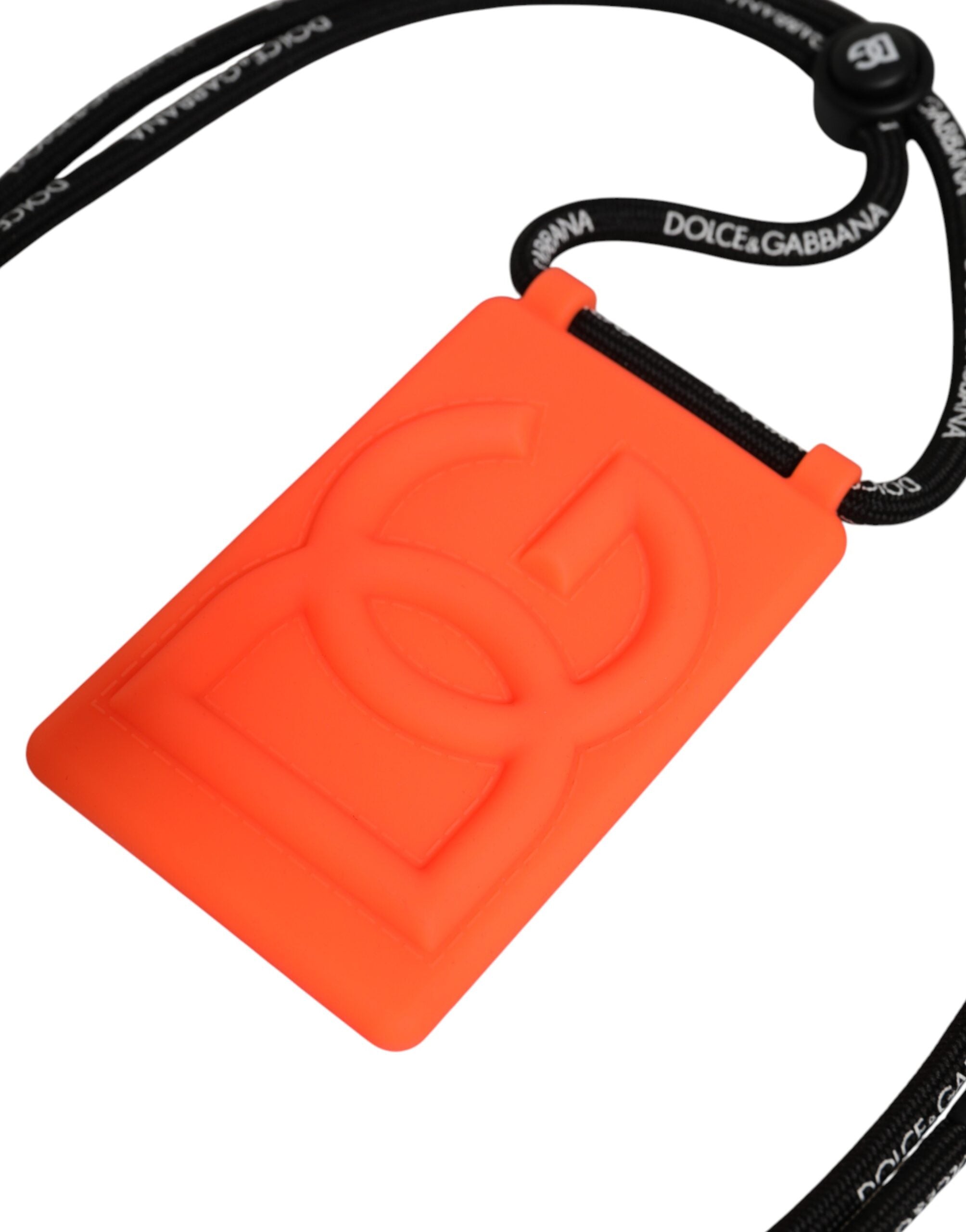 Dolce & Gabbana Dolce & Gabbana Holder Neon Orange Rubber DG Embossed Adjustable  Badge