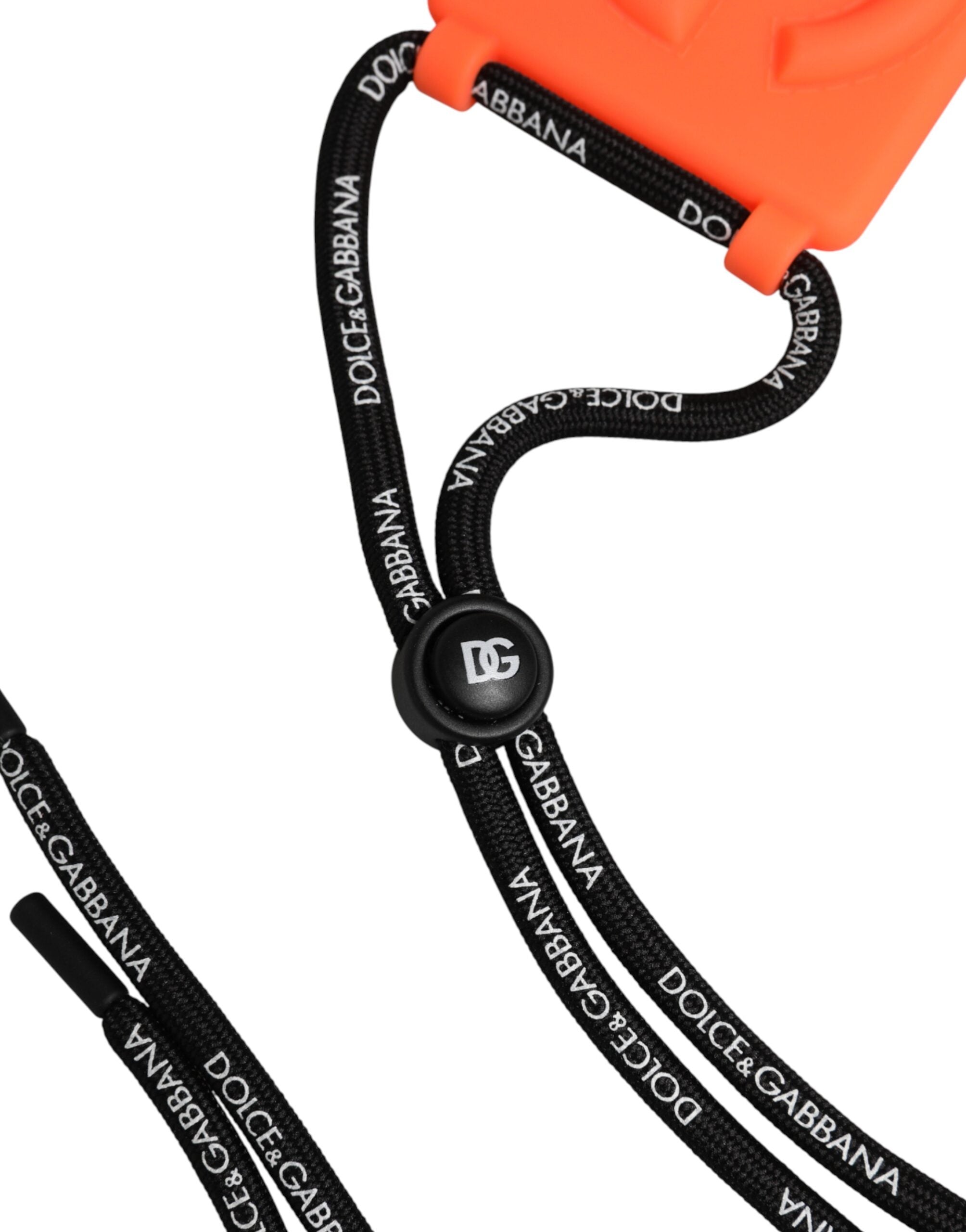Dolce & Gabbana Dolce & Gabbana Holder Neon Orange Rubber DG Embossed Adjustable  Badge