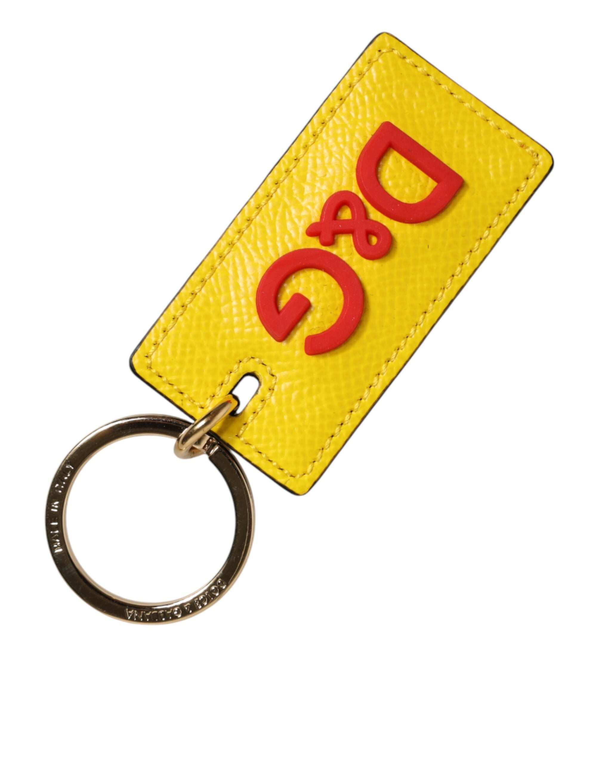 Dolce & Gabbana Dolce & Gabbana Yellow Calf Leather Logo Metal Ring Men Keychain  Keyring