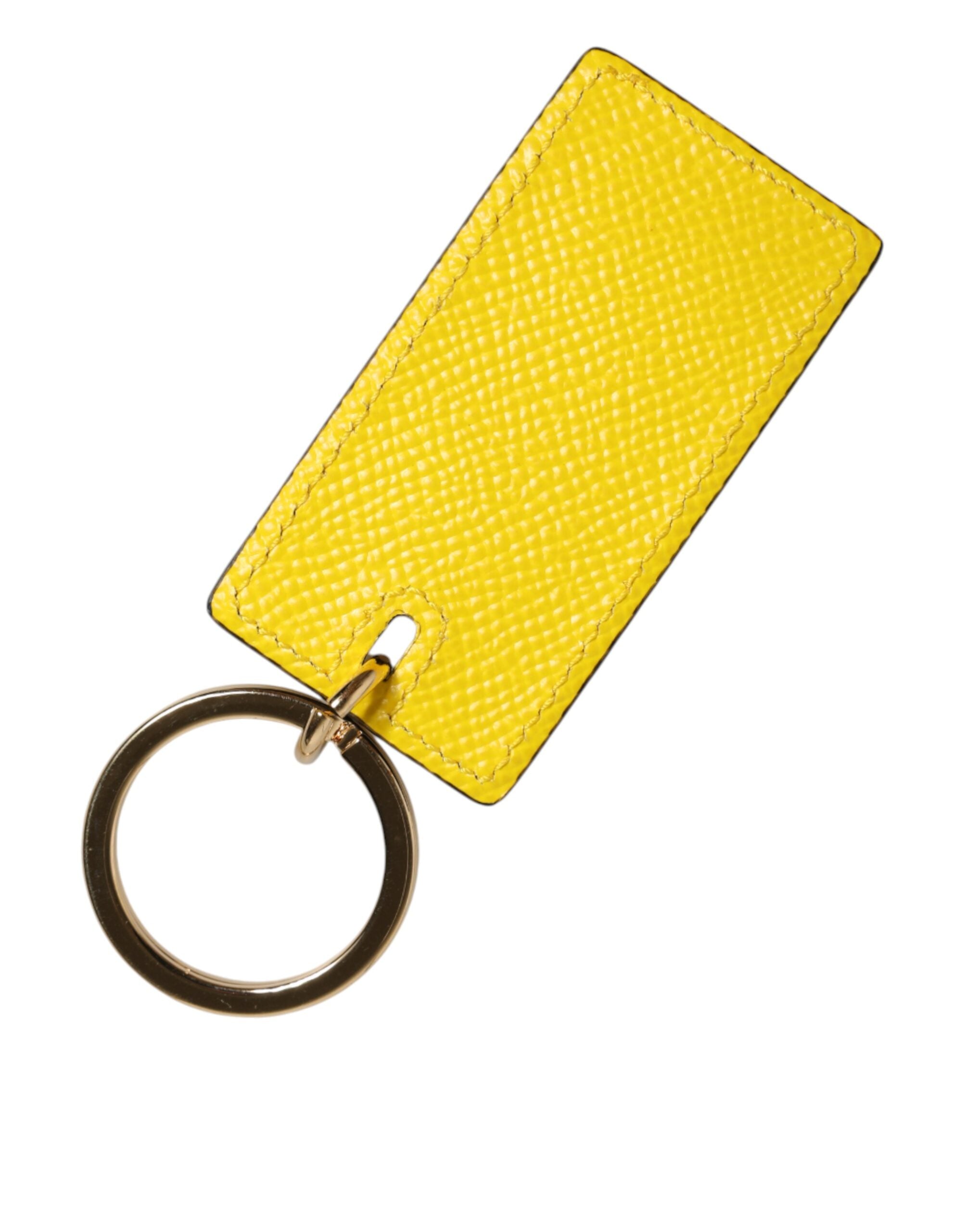 Dolce & Gabbana Dolce & Gabbana Yellow Calf Leather Logo Metal Ring Men Keychain  Keyring