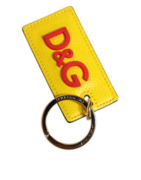 Dolce & Gabbana Dolce & Gabbana Yellow Calf Leather Logo Metal Ring Men Keychain  Keyring