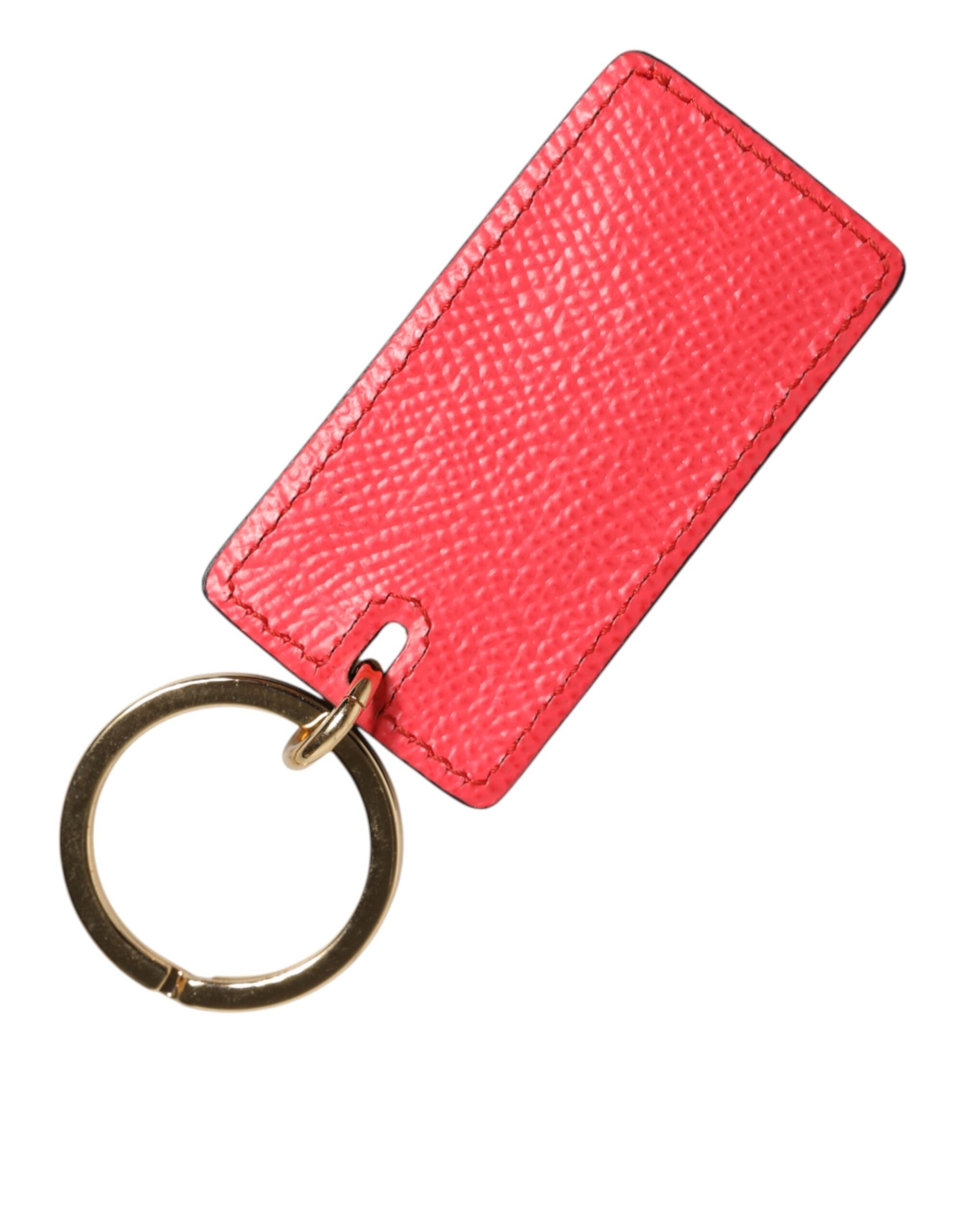 Dolce & Gabbana Dolce & Gabbana Red Calf Leather Logo Metal Ring Men Keychain  Keyring