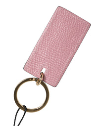 Dolce & Gabbana Dolce & Gabbana Pink Calf Leather Logo Metal Ring Men Keychain  Keyring