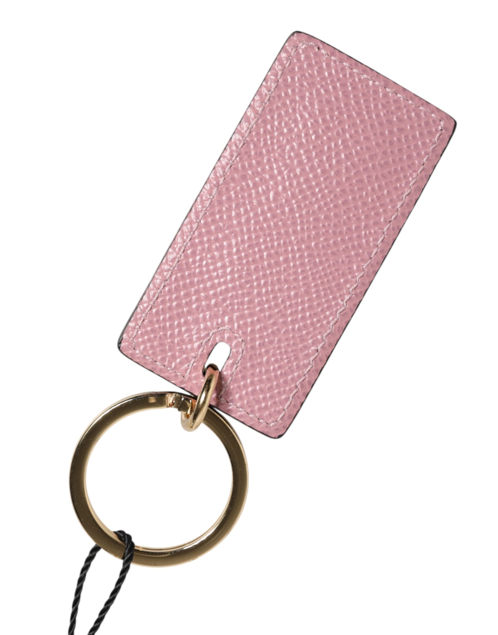 Dolce & Gabbana Dolce & Gabbana Pink Calf Leather Logo Metal Ring Men Keychain  Keyring