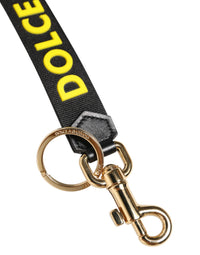 Dolce & Gabbana Dolce & Gabbana Black Yellow Logo Letaher Brass Holder Keychain  Keyring