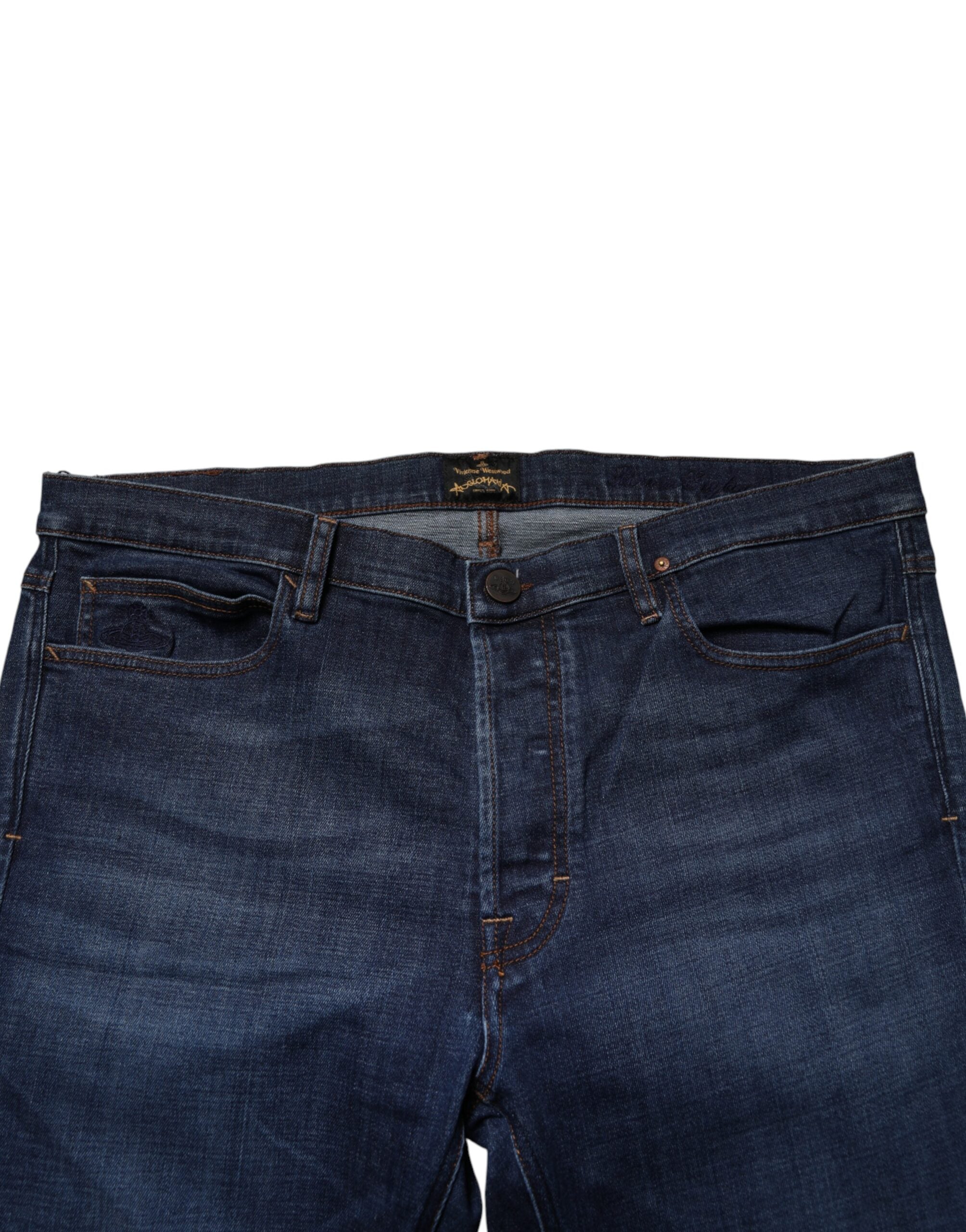 Vivienne Westwood Blue Mid Waist Cotton Men Cropped Denim Men's