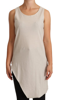 Max Mara Light Gray 100% Cotton Sleeveless Razor Back Tank Women's Top