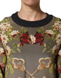 Dolce & Gabbana Enchanted Sicily Silk Crewneck Blouse Women's Sweater