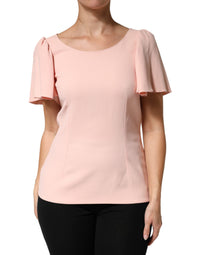 Dolce & Gabbana Pink Short Sleeves Round Neck Blouse Women's Top