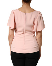 Dolce & Gabbana Pink Short Sleeves Round Neck Blouse Women's Top