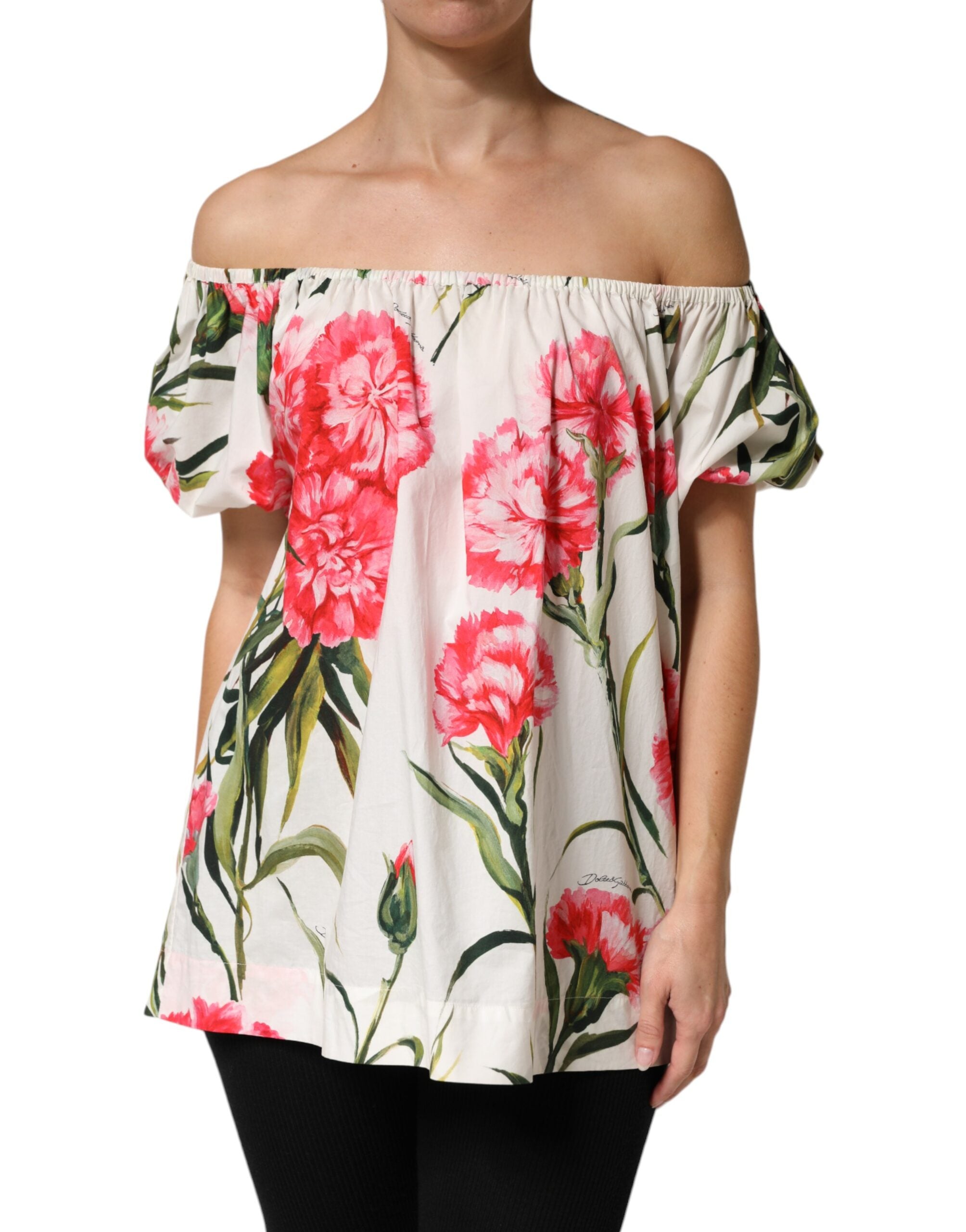 Dolce & Gabbana Multicolor Floral Off Shoulder Blouse Women's Top
