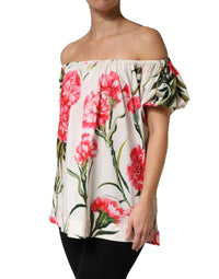 Dolce & Gabbana Multicolor Floral Off Shoulder Blouse Women's Top