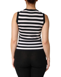 Dolce & Gabbana Dolce & Gabbana Black White Cashmere Silk Sleeveless Women's Top